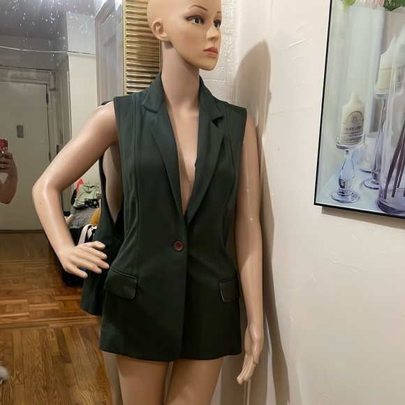 CUT25 Green Sleeveless Blazer Jacket with Notched Lapels (Vest) - Picture 2 of 12